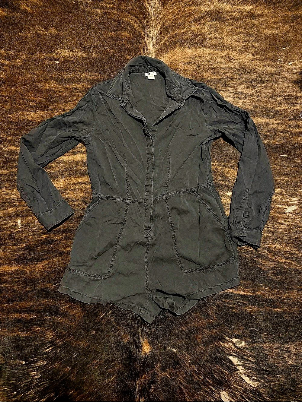 Billabong Wake The Night Long Sleeve Romper Dark Gray